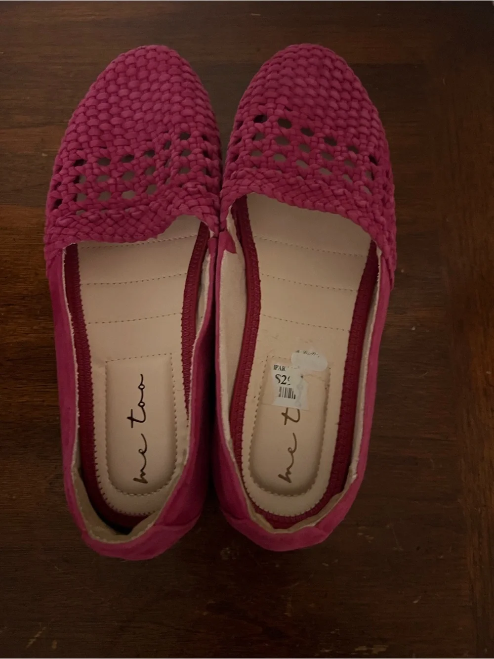 Me Too Lynx espadrille flats woven fuchsia suede upper jute-wrapped sole size 8